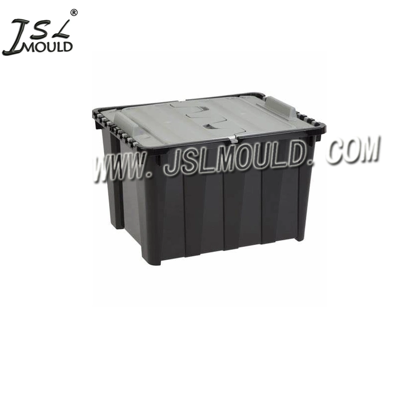 Injection Plastic Attached Lid Distribution Storage Container Mold